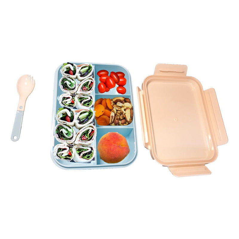 4 Lunch Box Contenedores Alimentos 4 Divisiones De Plástico