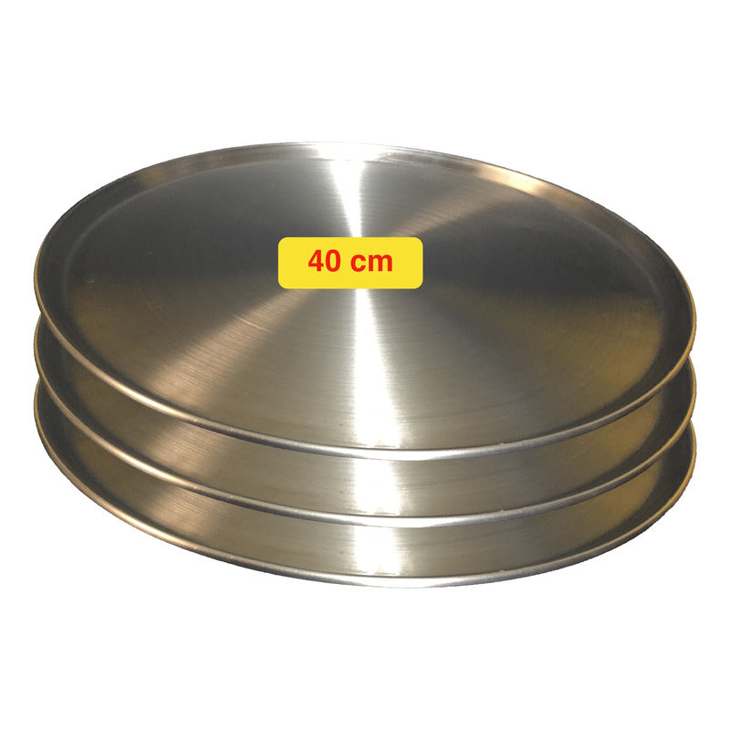 Set De 3 Charolas Para Pizza De 40 Cm De Aluminio