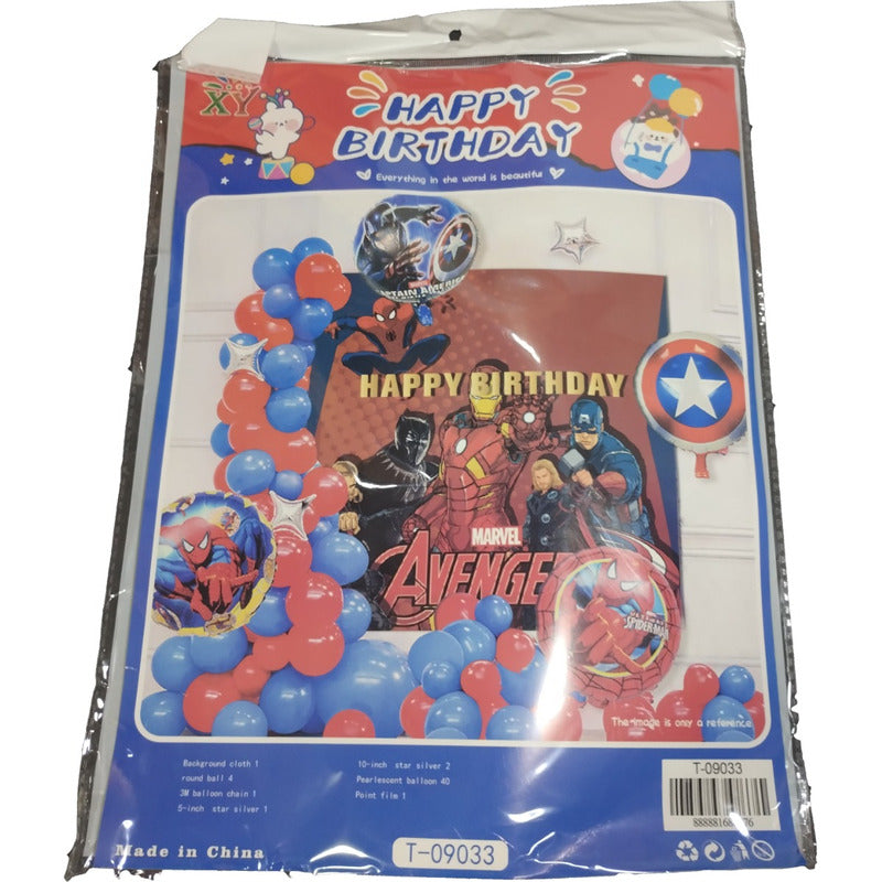 Globos Feliz Cumpleaños Decoración Temática Avengers