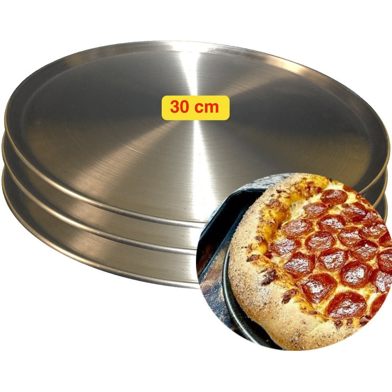 Set 3 Moldes Charolas Para Hornear Pizza De Aluminio 30 Cm