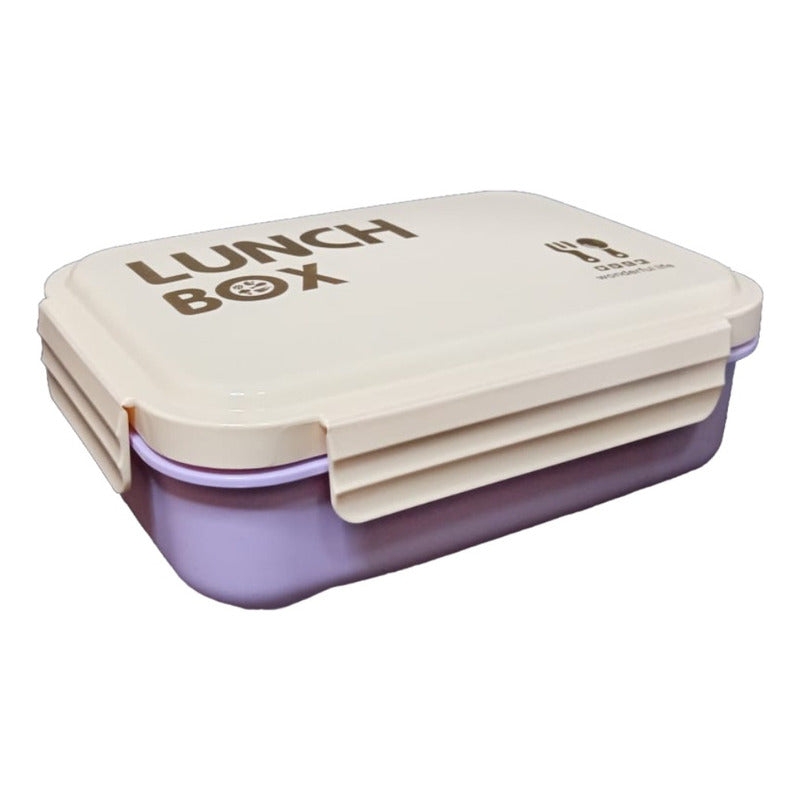 Lunch Box Contenedor Alimentos 4 Divisiones Cuchara Plástico