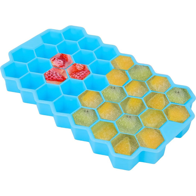 2 Bandejas Molde Silicón Hielo Panal Abeja Cubos Cocina Bar