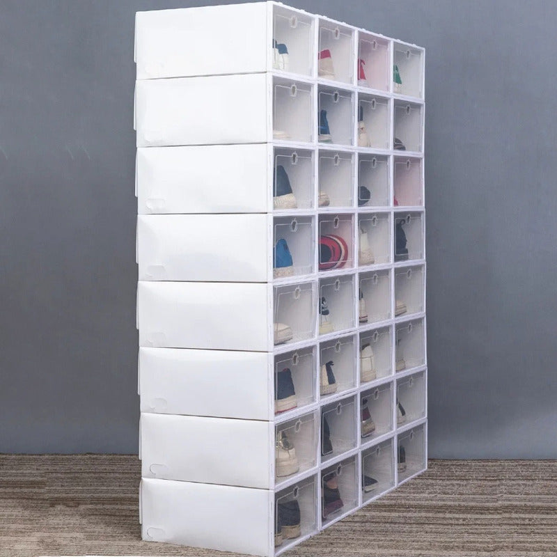 10 Cajas Organizadoras Apilables Para Zapatos De 24x33x14 Cm