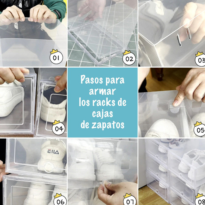 10 Cajas Organizadoras Apilables Para Zapatos De 24x33x14 Cm