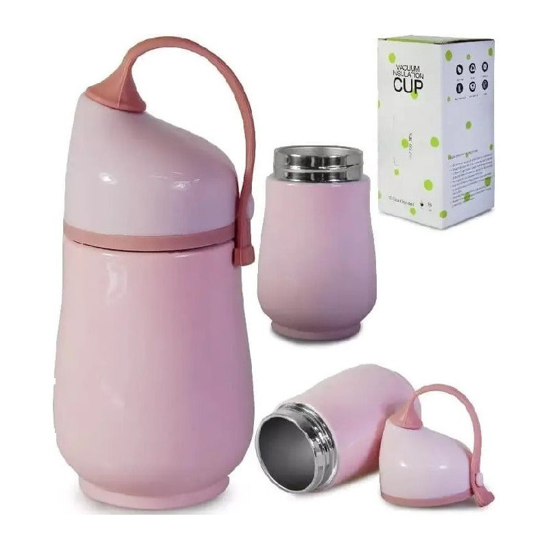 Vaso Para Bebe Vacuum Térmico Chico Ovalado Con Agarradera