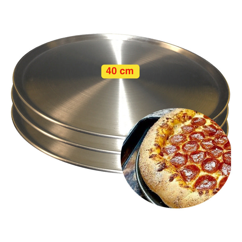 Set De 3 Charolas Para Pizza De 40 Cm De Aluminio